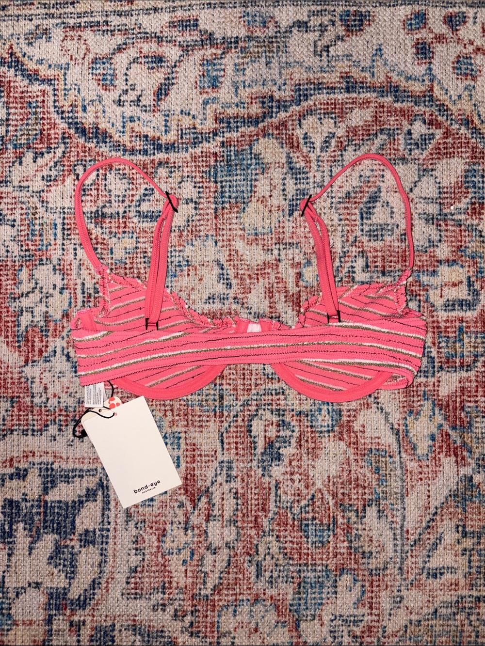 Bond Eye Gracie Stripe Underwire Balconette Bikini Top OS NWT - Picture 3 of 4